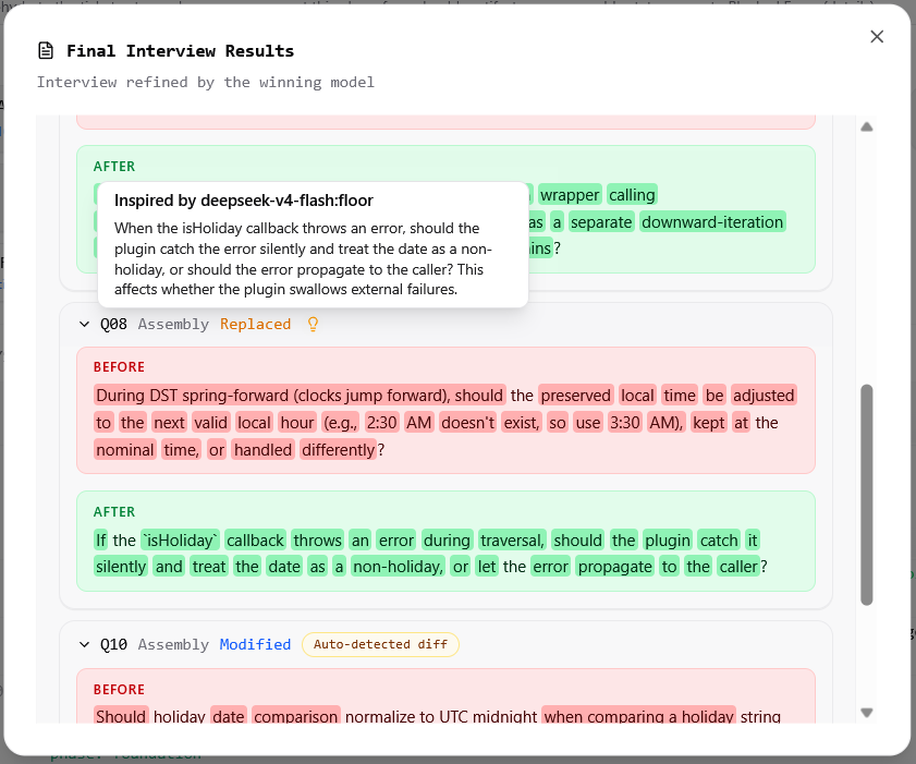 Example interview refinement