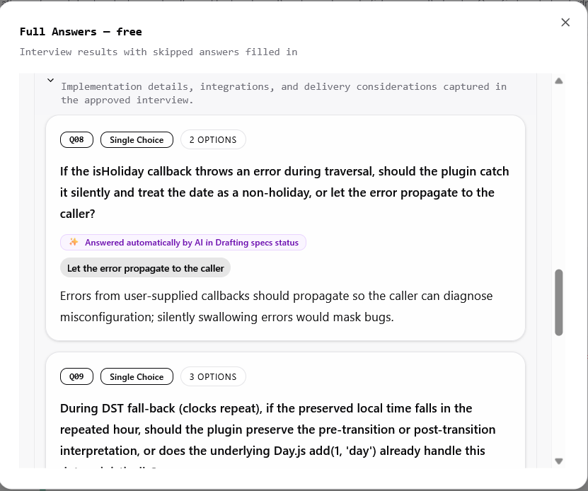 Example Full Answers artifact
